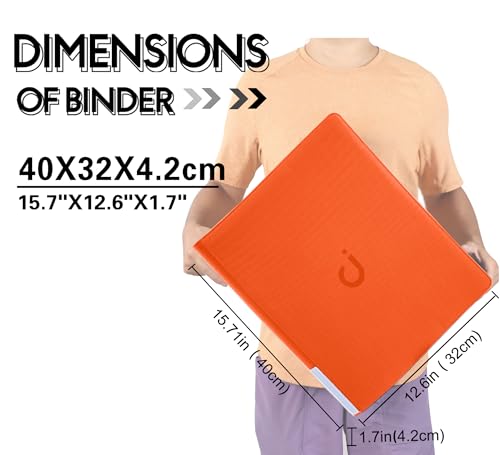 D DACCKIT Top Loader Binder, Holds 288 Cards - 9 Pocket Top Loader Binder for 3" x 4" Rigid Card Holders for Trading Cards or Sports Cards - Model C，Bright Orange - color: Bright Orange