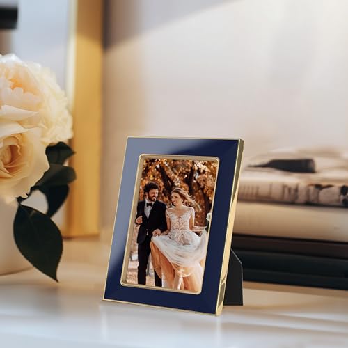 eletecpro 2.5x3.5 Enamel Picture Frame with Real Glass Cover, Navy, 2-Pack - color: Navy, size: 2.5x3.5