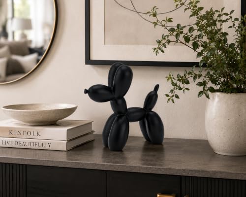 4 Inch Matte Black Balloon Dog Sculpture - color: Black