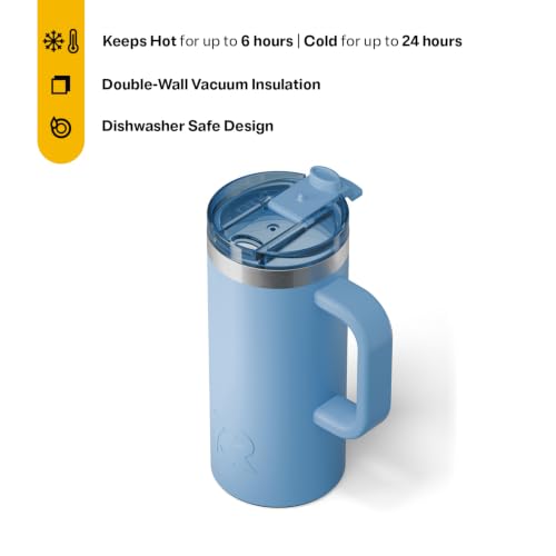 RTIC 20oz Road Trip Travel Mug with Lid and Handle, Denim - color: Denim, size: 20 Ounces