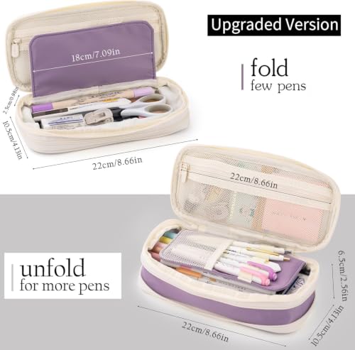 EASTHILL Big Capacity Pencil Case Large Pencil Pouch Stationery Pen Bag for Teen Girls-Purple - color: Purple