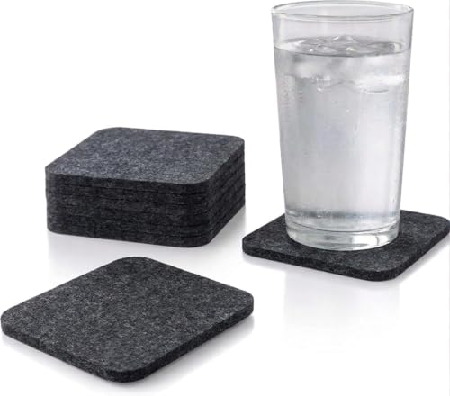 A&A Wonders Premium Felt Coasters for Drink, Absorbent Felt Protects Furniture, Table, Anti Slip, Absorbent, Suitable for Drinks & All Table Types (Dark Gray, Square 6 Pack) - color: Dark Gray, size: Square 6 Pack