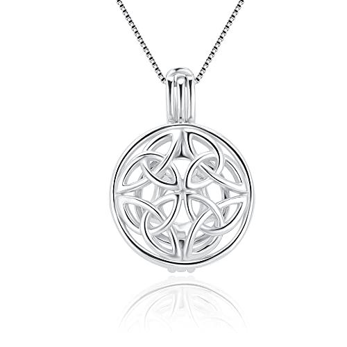 Sterling Silver Celtic Knot Round Cage Pendants for Women