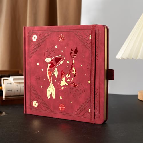 TIEFOSSI Dotted Square Journal Notebook 160 Pages for Women & Men(8 x 8) - color: Red, size: Square-Dotted