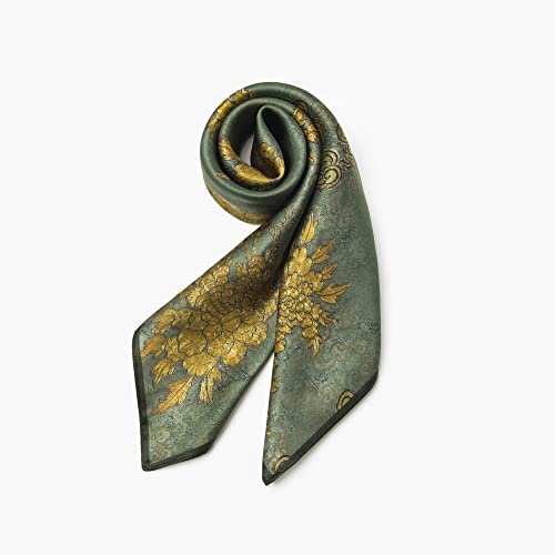 100% Mulberry Silk Scarf - 25.6" Square Neckerchief & Headscarf Gift Packed - color: Dark Green