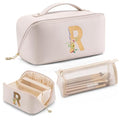 VLANDO Personalized Makeup Bag,Gifts for Women, Letter R,Off White - color: 14.White-R
