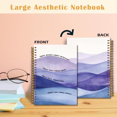 JINYO Inhale Exhale Mental Health Mindfulness Notebook, Anxiety Journal, Therapy Journal for Mental Health, Anti Anxiety Gifts, Stress Relief Gifts, Abstract Inspirational Spiral Notebook 5.5x8.3 Inch - color: white Health Notebook