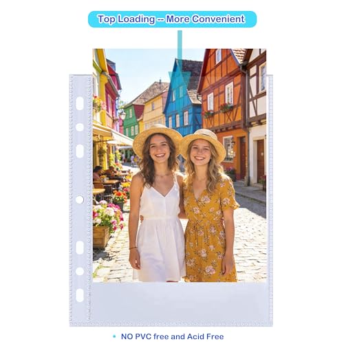 30 Pack 5x7 Card Sleeves Binder Sheets, 6/3 Ring A5 Binder Inserts, Ultra-Clear Double Sided 1 Pocket, Top Loading, Clear Plastic Sleeves for Photocard - size: 5" x 7"（1 Pocket）