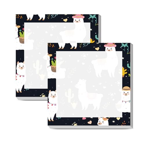 Sticky Notes 3x3 Inches, Cute Self-Stick Note Pads, Funny Memo Pads, Easy to Post Sticky Notes for Office, Home & Notebook Cute Llama Cactus - color: Cute Llama Cactus
