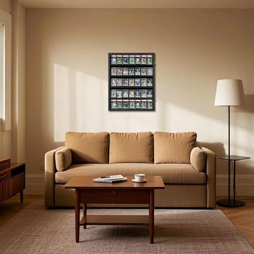 35 Graded Sports Card wall-Mounted Display case for Shows, Black - size: 35 Card - Black - Vertical