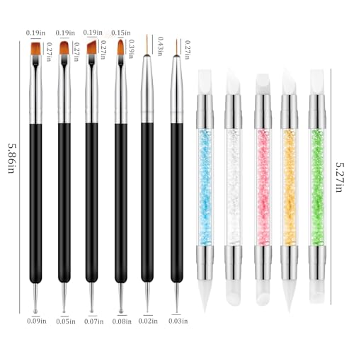 Nail Art Sculpture Pen,11Pcs Nail Art Brush Set, Black - color: Black
