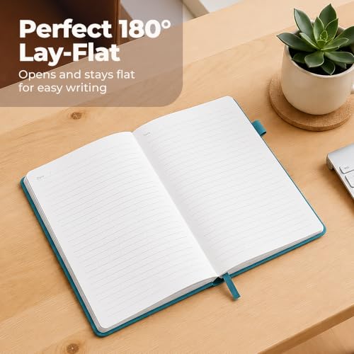 A5 Leather Notebook Journal Light Blue Lined Thick 300 Pages 5.8x8.3" - color: Light Blue, size: A5 300 Pages