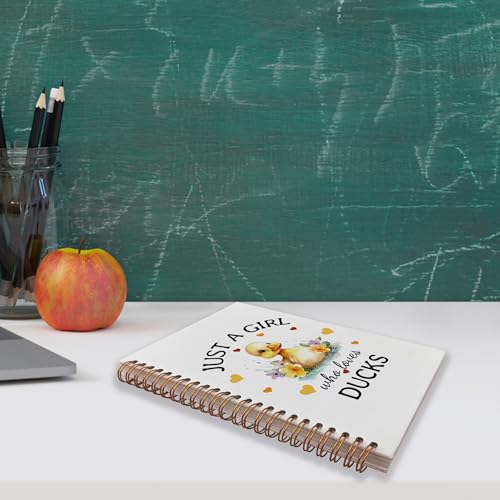 VNWEK Duck Lover Gifts for Women Spiral Notebook Journal 5.5x8.3 Inch, Just a Girl Who Loves Ducks Journal, Cute Farm Animal Lined Hardcover Spiral Notebook - color: Duck