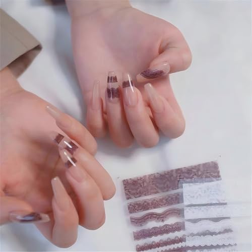 4 Colors ins Minimalist Style Nail Stickers, Lace Bridal Wedding Nail Art Sticker for Man Woman (4 Sheets) - style: Wedding Bride