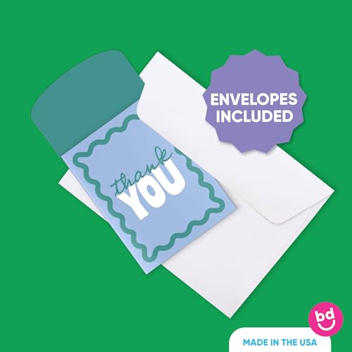 Big Dot of Happiness Blue and Teal Wavy Thank You Gift Card Holders with Envelopes, Cash Money Holders and Gift Card Sleeves, Retro Stationery Nifty Gifty Pack - Set of 8 - color: Blue and Teal