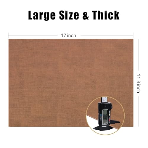 Homaxy PU Faux Leather Placemats for Dining Table, Set of 6, Brown - color: Brown