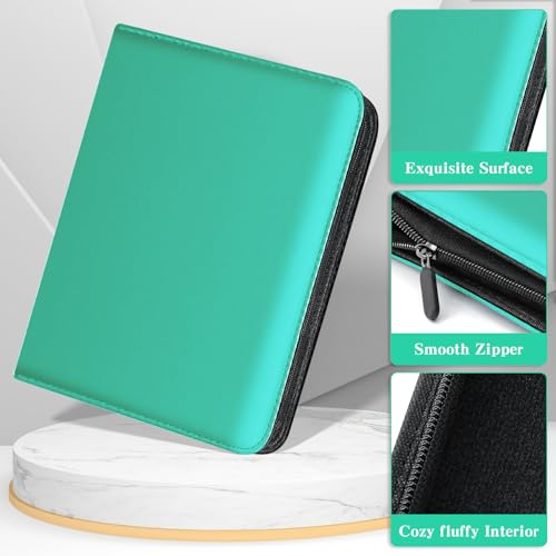 Jumbo Card Binder – Oversize Ringless PU Leather Collector Card Binder with 60 Card Holders, Premium Storage Album for Game Cards (5.4'' x 7.4''), Aqua Blue - color: Aqua Blue, size: 5.4x7.4