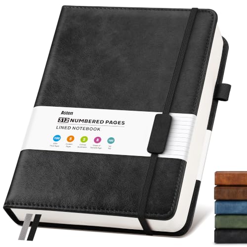 Lined Hardcover Leather Journal Notebook: A4 Journal for Women Men, Black - color: Black, size: 8.5"x11"