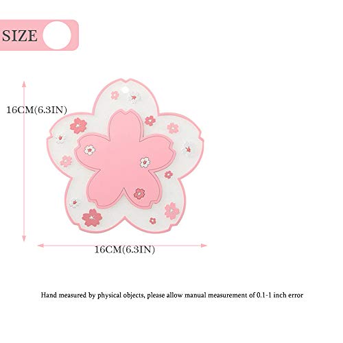 Sakura Coffee Cup Mat Kawaii Coaster 2PCS Cute Cherry Blossom PVC Home Tea Mug Pink Flower Pattern Anti-Skid Pot Bowl Pad Placemat for Desk Drink Table Decor Kawaii Accessories(Large) - size: Large (Pack of 1)
