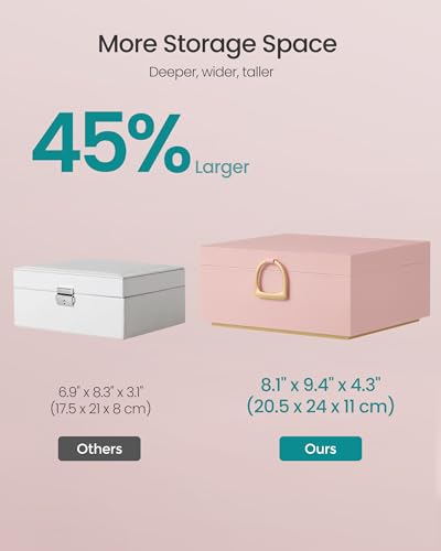 SONGMICS 2-Layer Jewelry Box with Handle, Removable Tray, Floating Effect - color: Jelly Pink