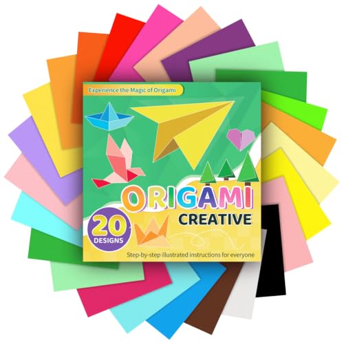IOOLEEM Origami Paper Kit, 220 Sheets 20 Colors, Double Sided Colored Blank Folding Paper Set with Step-by-Step Instructions, Origami Kit for Art & Craft Supplies - size: 220pcs