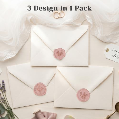 60 Pcs Wax Seal Stickers Set (3 Designs in 1 Pack) - Adhesive Backed Elegant Floral Designs for Wedding Invitation Envelope Seal Stickers Gift Wrapping (Dusty Pink) - color: Dusty Pink