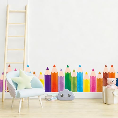 Back to School Pencils Wall Stickers, 8 Sheets 24 Pcs - color: Pencils