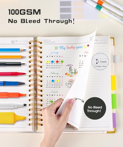 Hardcover Spiral Notebook journal with Removable Dividers Tabs, 300 Pages 5 Subject Notebook College Ruled, 100GMS Notebooks for Work School Note taking,Lined Journal for Women,A5 Colorful Tree of Life - color: Colorful Tree of Life, size: 6.2"x8.2"