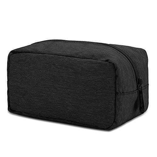E-Tree Makeup Bag,Medium Travel Make up Pouch for Purse,Zipper Cosmetic Brush Skin Care Case for Women Man,Toiletry Bags,Tech Electronic Organizer,Small Canvas Storage for Personal Items,Black - color: Black, style: 7.8" X 3.9" X 3.9"