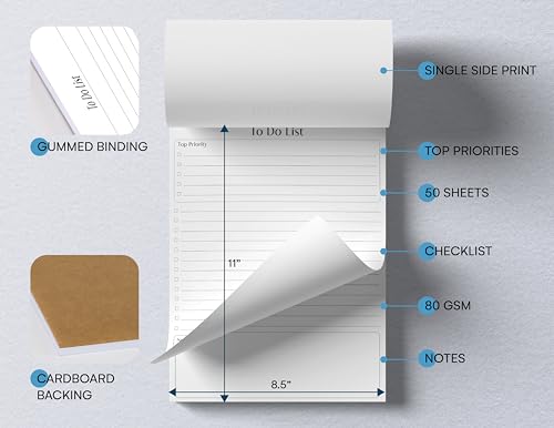 Better Office Products To Do List Notepad, 8.5" x 11", Planning Note Pad, 50 Sheets, Daily Agenda Productivity Checklist Organizer, (1 Pack) - style: 1 Pack