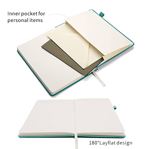 Lined Journal Notebooks with Pen Loop, Hardcover Notebook Journal for Work, 100Gsm Premium Thick Paper with Inner Pocket, Medium 5.7"x8.4", （Cyan, Ruled） - color: Cyan, size: 1 Pack