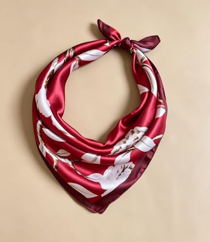 Silk Like Square Scarf for Women Men 27.5" - color: Red