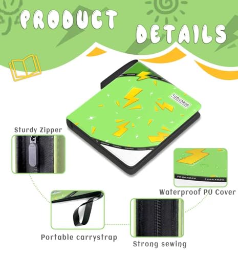 Trading Card Binder 4 Pocket,Card Binder 400 Pockets,Card Book Holder Cards with 50 Removable Sleeves,3-Ring Zip Design MTG/TCG/Sport Collectible Trading Card Albums Gifts for Boys and Girls(Green) - color: Green, size: Small