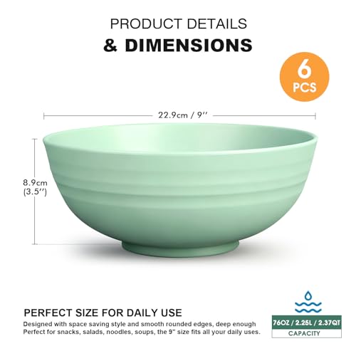 Greentainer Unbreakable Large Salad Bowls, 76 oz Plastic Serving Bowl Set of 6, Dishwasher & Microwave Safe, Lightweight Orange Bowl for Halloween Candy, Soup, Cereal, Fruit, Popcorn - color: Orange