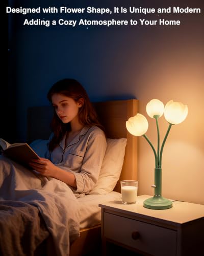 Lightdot Flower Green Table Lamp Dimmable 3 Bulbs Included Gift for Nursery - color: 12-Green-Flower-3U