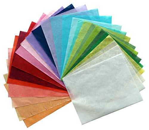 50 Sheets Handmade Mulberry Paper, Assorted Colors Natural Fiber Washi Paper for Card Making, Scrapbooking, Decoupage, Origami, DIY Crafts, and Wedding Invitations