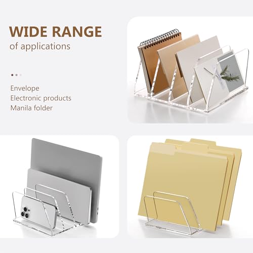 SANRUI Acrylic Bill Mail Sorter Desk Organizer Holder,4 Compartments Clear - size: 4 Compartments Tilted Enlarge