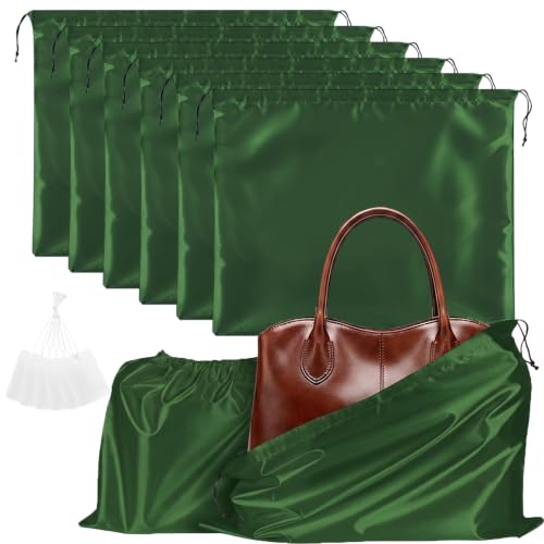 Q&J Fabric Co. 6 Pack Satin Dust Bag 19.7x23.6 inch Bright Green 100% Polyester Silk Bag Purse Dust Bag Shoe Bags for Closet Purse Protector Bag Dust Covers for Purses - color: Bright Green, size: 19.7"x23.6"