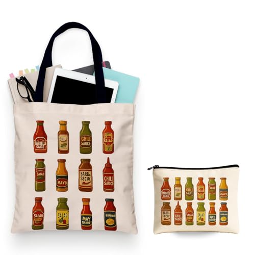 Aesthetic Canvas Tote Bag for Women – Minimalist Open-Top Design, Perfect for Books, Daily Errands and Gifting. - color: Sauce Collection