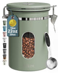 Veken Coffee Canister with Window, Airtight Stainless Steel Container, 22OZ - color: Green, size: 22 oz