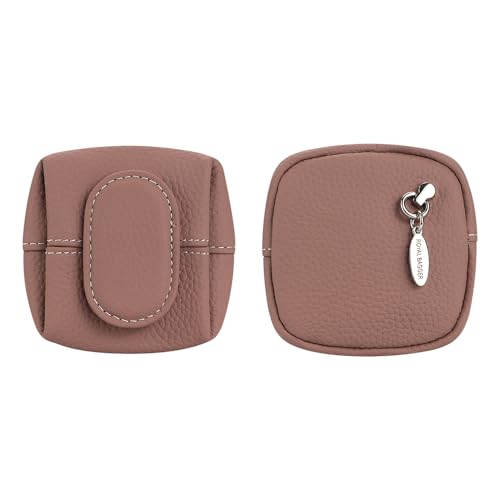 Royal Bagger Genuine Cowhide Leather Coin Purse for Women, Lychee Pattern Mini Change Pouch with Buckle Closure, Compact Accessory Bag 1603 (Purple Pink) - color: Purple Pink