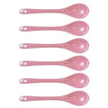6 pcs Porcelain Egg Spoons Tea Spoon Ceramic Spoons 4.7 inch Coffee Dessert Yogurt Tea Milky Pink - style: Pink