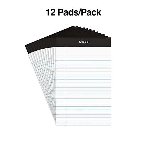 Staples Notepads, 5x8 Inch, Narrow Ruled, White, 12-Pack - style: White