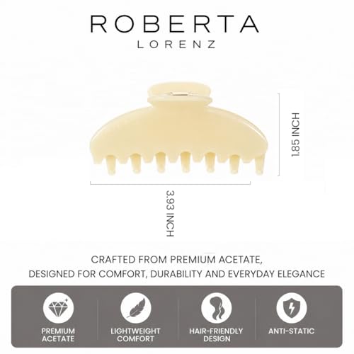 Luxury Light Hair Claw Clip Premium Acetate Strong Hold 4 Inch (Vanilla Cream) - color: Vanilla Cream