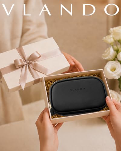 VLANDO Makeup Bag for Purse,Water-Resistant Leather Cosmetic Pouch,Black - color: Small-Black