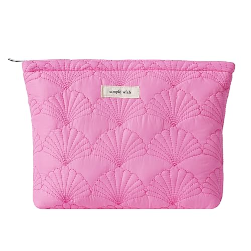 RSRSLEII Quilted Cotton Seashell Makeup bag, Travel Toiletry Bag, Hot Pink - color: 10 Hot Pink