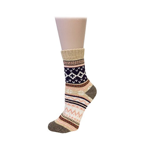 Bowbear Women’s 5-Pair Vintage Pattern Wool Socks - color: Swedish, size: 9-11