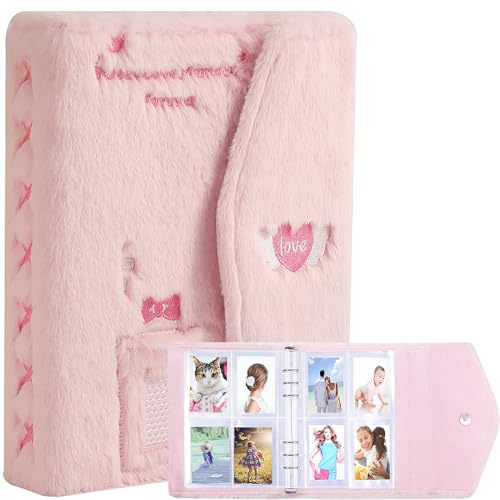 A5 Binder Kpop Plush Photocard Album with 20 Pcs Inner 3 Inch Photo Album Sleeves in Loose Leaf Refillable 6 Rings Binder Cover Photocard Holder Book for Picture Cards Storage (Pink) - color: Pink
