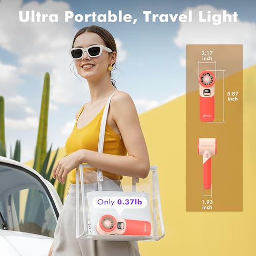 AMACOOL Portable Handheld Turbo Fan, Max 20 Hours Runtime, Gifts for Women - color: Red