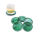 Crystal Glass Coaster 6 Pack Round Cup Drinks Coasters,Green - color: Green